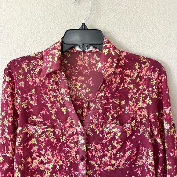 Express Portofino Floral Print Button Down Blouse - Picture 2 of 8